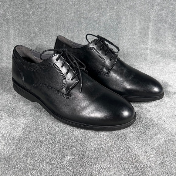 Hush Puppies Mens Leather Derby Dress Shoes Black Size US 10W - Picture 1 of 11